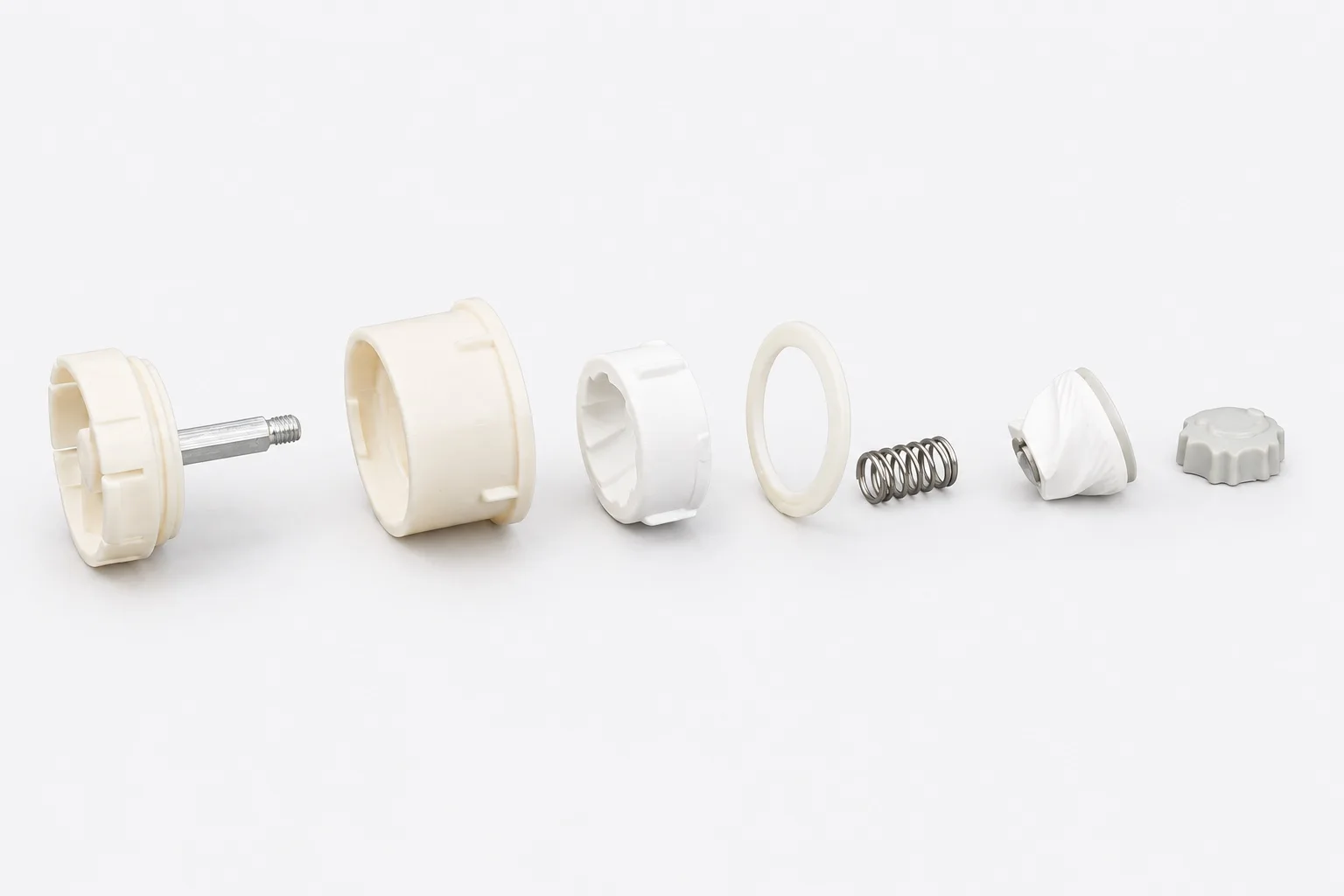 Separate grinding assembly components including ceramic elements, housing, shaft, spring and adjustment cap